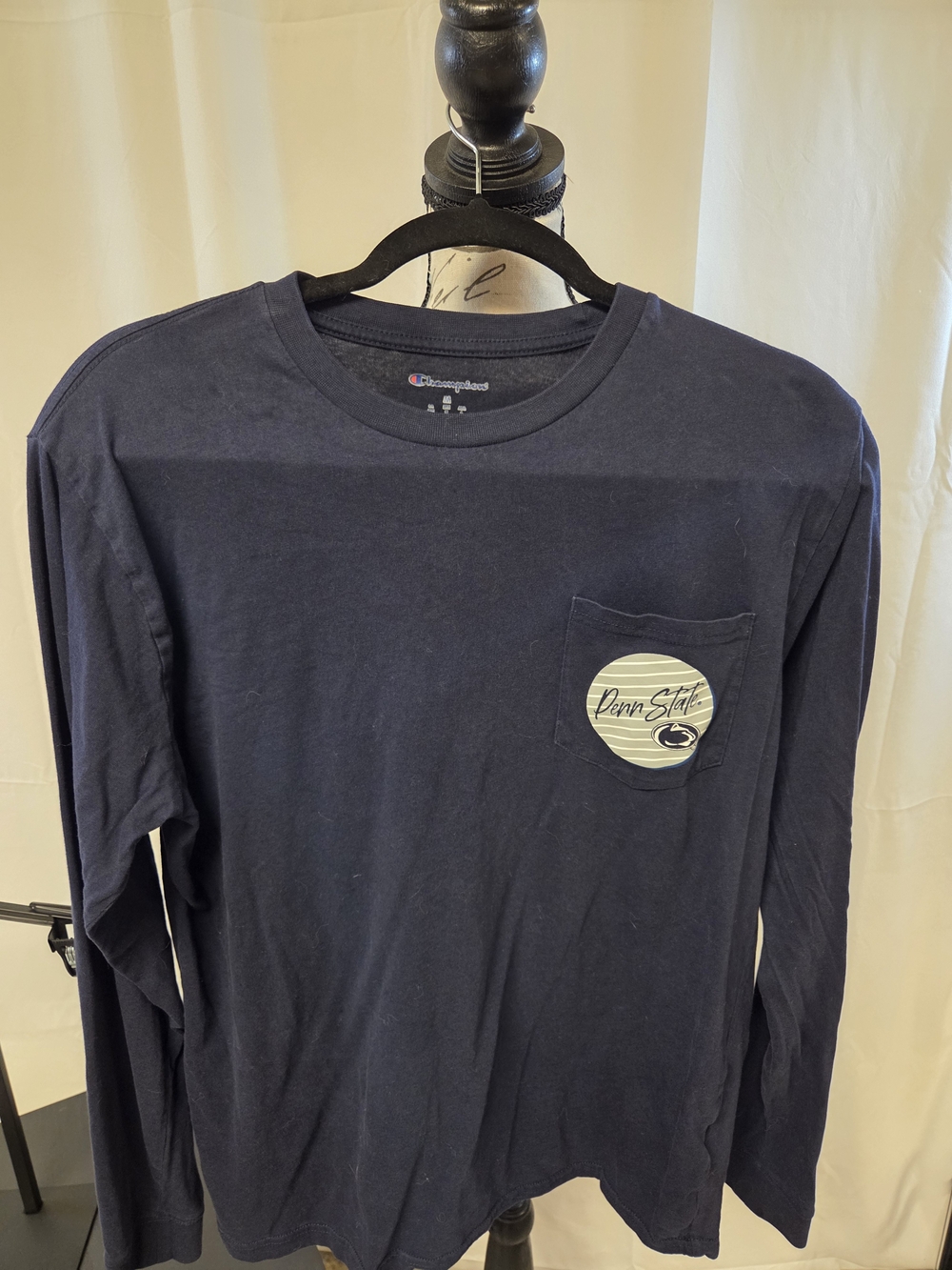 Champion Men’s Long-Sleeve Navy Pocket Tee with Penn State Graphic